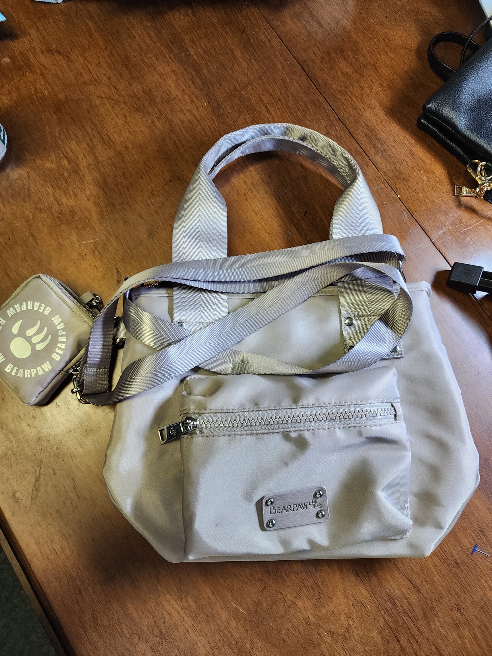BearPaw Light Gray Tote with Removable Crossbody Strap Coin Purse